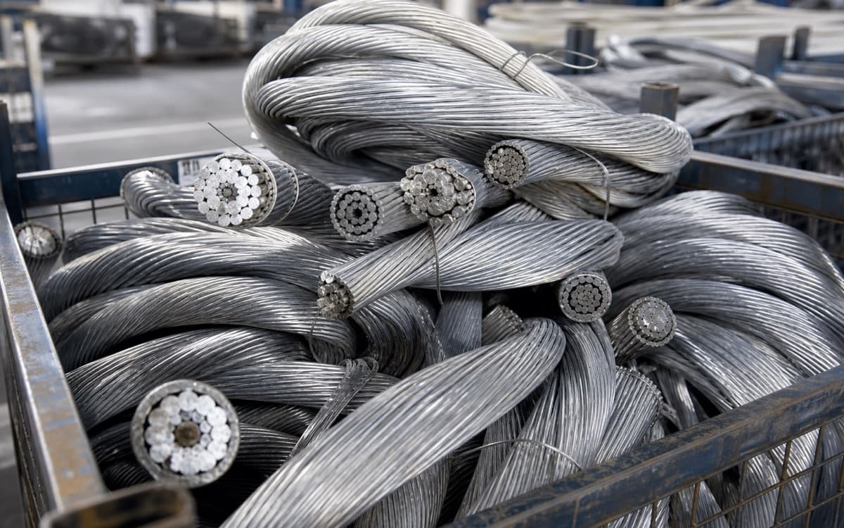 Coiled and cut stranded aluminium conductor cable scrap