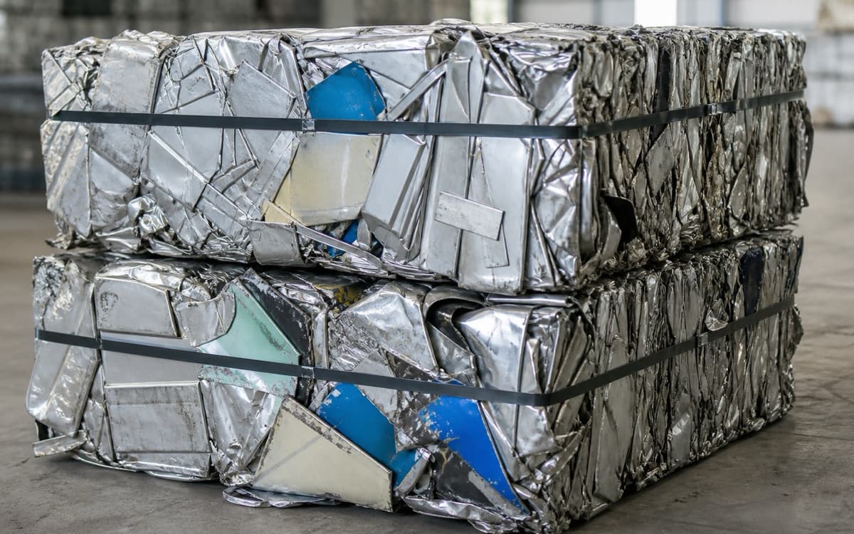 Dense strapped bales of mixed aluminium sheet scrap