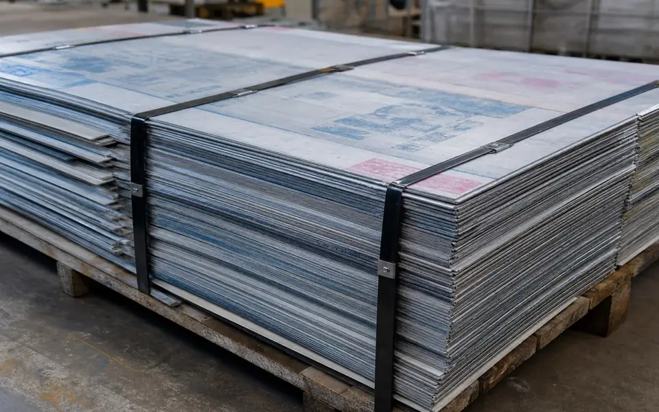 Strapped bundles of used aluminium lithographic printing plates