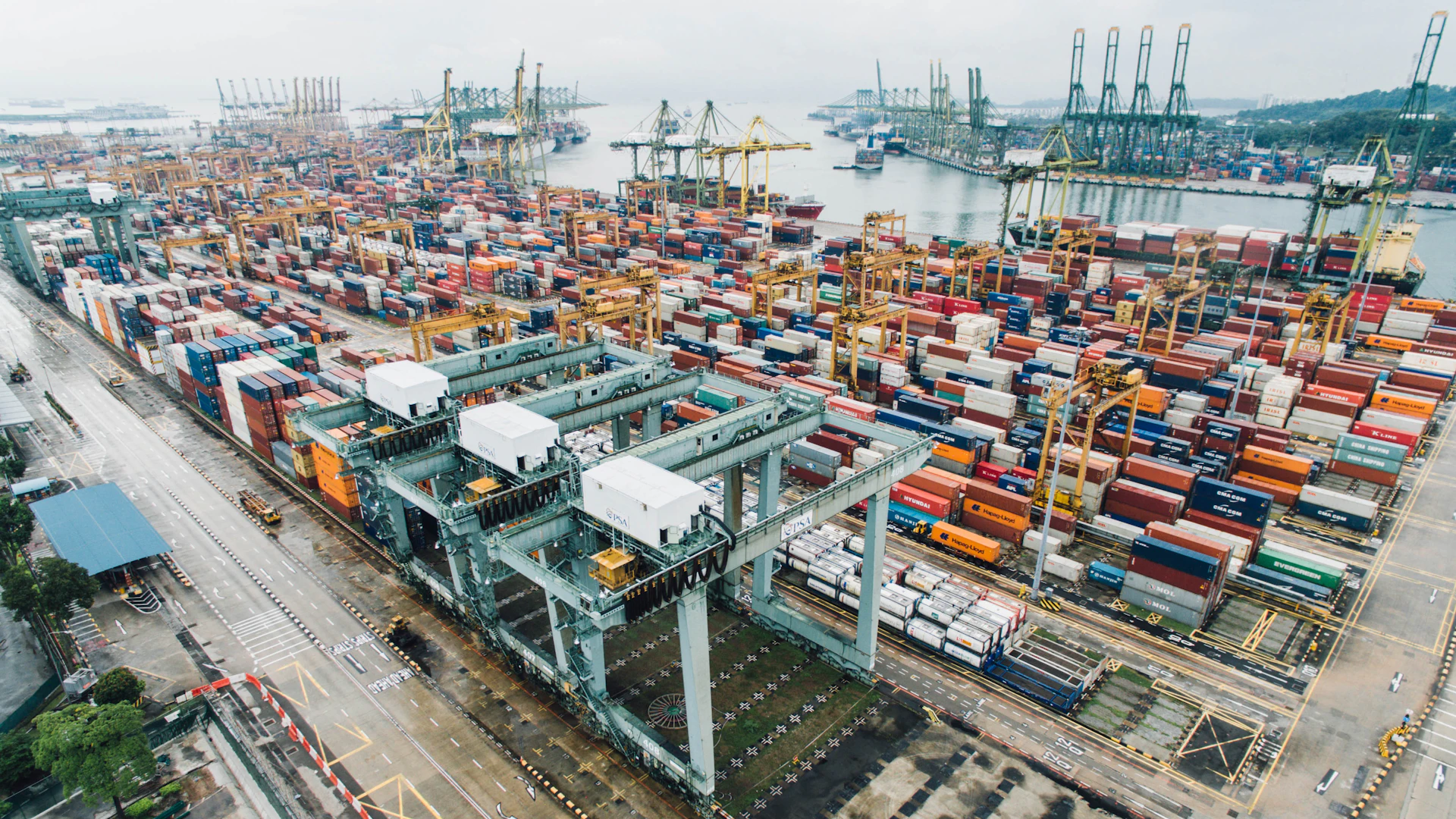 Container vessel and port logistics representing global metal trade
